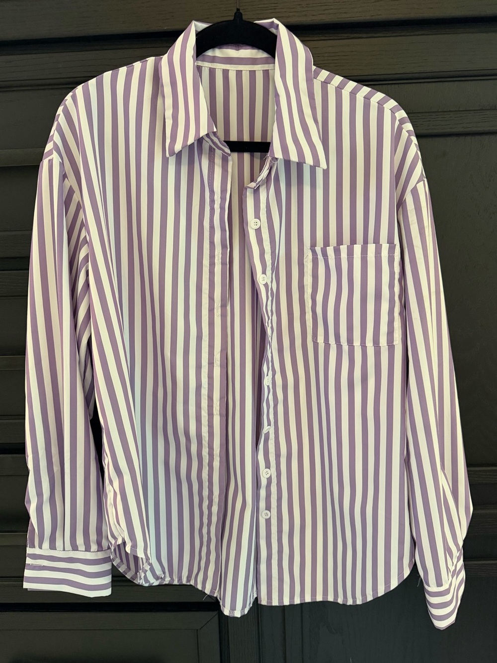 Purple and White Oversized Coastal Button Down